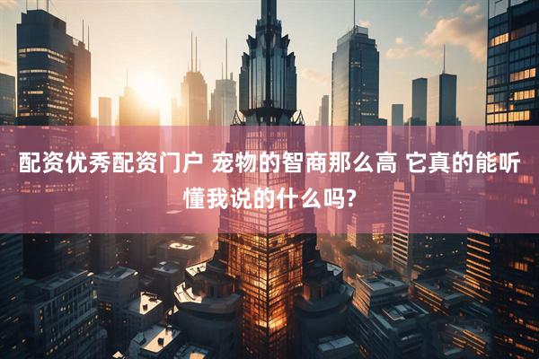 配资优秀配资门户 宠物的智商那么高 它真的能听懂我说的什么吗?