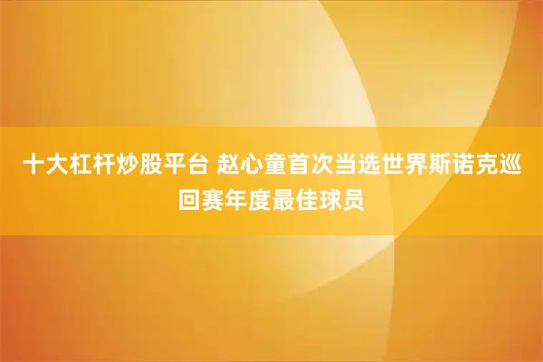 十大杠杆炒股平台 赵心童首次当选世界斯诺克巡回赛年度最佳球员