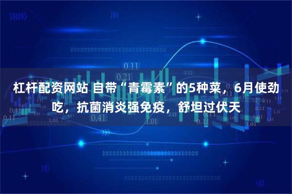 杠杆配资网站 自带“青霉素”的5种菜，6月使劲吃，抗菌消炎强免疫，舒坦过伏天